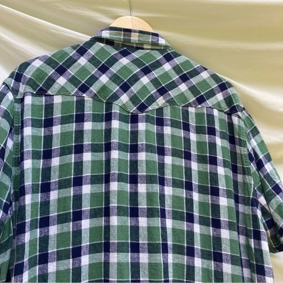 Lucky Brand green is plaid linen blend Western style button down shirt, size XL - Picture 8 of 10